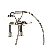Gessi Venti20 Смеситель на борт ванны на 2 отверстия, с ручным душем, излив 25 см, цвет: nickel PVD 65115#720