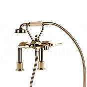 Gessi Venti20 Смеситель на борт ванны на 2 отв., с ручным душем, излив 25 см, цвет: warm bronze PVD 65115#735