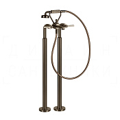 Gessi Venti20 Смеситель для ванны напольный, с душ. гарн., излив 25 см, цвет: coffee bronze brushed 65128#761