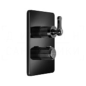 Gessi Venti20 Термостат для душа встраиваемый, на 2 потребителя, внеш. часть, цвет: black metal PVD 65135#706