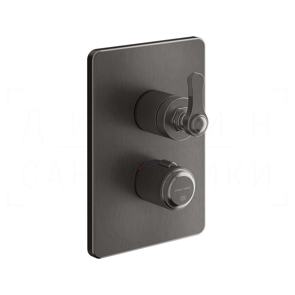 Gessi Venti20 Термостат для душа встраив., на 2 потр., внешняя часть, цвет: black metal brushed PVD 65135#707