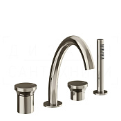 Gessi Origini Смеситель на борт ванны на 4 отвер., с ручным душем, излив 18,5 см, цвет: nickel PVD 66037#720
