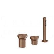 Gessi Origini Смеситель на борт ванны на 3 отв., без излива, с руч. душем, цвет: copper brushed PVD 66043#708