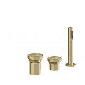 Gessi Origini Смеситель на борт ванны на 3 отв., без излива, с ручным душем, цвет: brushed brass PVD 66043#727