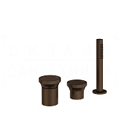 Gessi Origini Смеситель на борт ванны на 3 отверстия, без излива, с ручным душем, цвет: dark bronze 66043#845