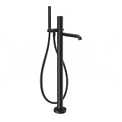 Gessi Habito Смеситель для ванны напольный, с душевым гарнитуром, излив 26 см, цвет: matte black 70128#299