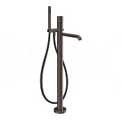 Gessi Habito Смеситель для ванны напольный, с душ. гарн., излив 26 см, цвет: black metal brushed PVD 70128#707