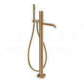 Gessi Habito Смеситель для ванны напольный, с душ. гарн., излив 26 см, цвет: warm bronze brushed PVD 70128#726