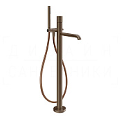 Gessi Habito Смеситель для ванны напольный, с душ. гарн., излив 26 см, цвет: coffee bronze brushed 70428#761