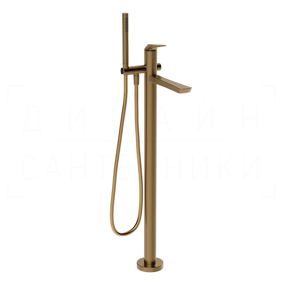 Gessi Ventaglio Смеситель для ванны напольный, с душевым гарн., излив 23,8 см, цвет: deep bronze PVD 72028#791