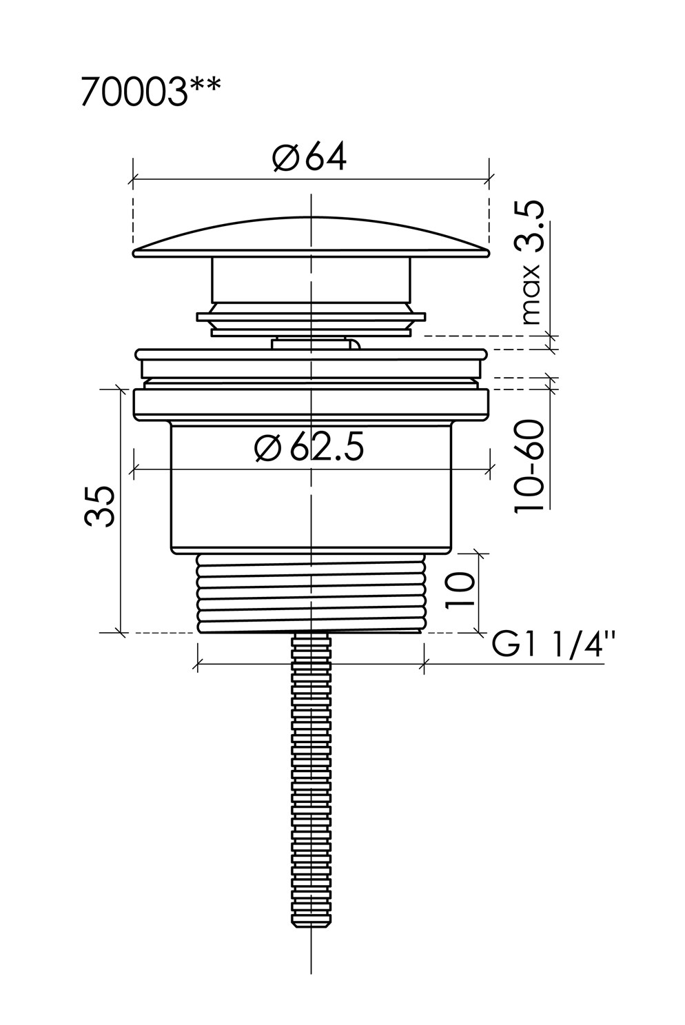 Ceramicanova Донный клапан универсальный click-clack, цвет: брашированный никель 70003BN