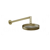 Gessi Anello Верхний душ d21,8 см, настенный кронштейн, 1 вид струи, цвет: brushed brass PVD 63448#727