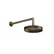 Gessi Anello Верхний душ d21,8 см, настенный кронштейн, 1 вид струи, цвет: coffee bronze brushed PVD 63448#761