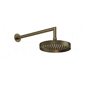 Gessi Inverso Rigato Верхний душ d21,8 см, настенный кронштейн, 1 вид струи, цвет: antique brass 63548#713