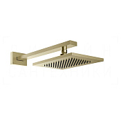 Gessi Rettangolo Верхний душ 14х21,6 см, настенный кронштейн, 1 вид струи, цвет: brushed brass PVD 20148#727