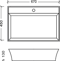 Armadi Art NeoArt Раковина чаша 67x45x13h см, без перелива, отверстие под смеситель, цвет: gold 803