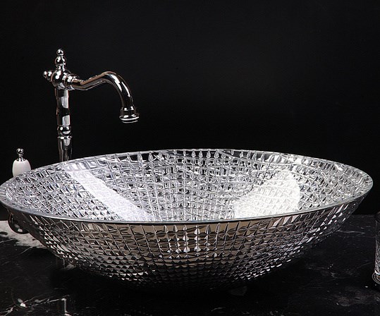 Armadi Art NeoArt Раковина чаша 51x34,5x15,5h см, без перелива, хрусталь, цвет: серебро глянцевое 815