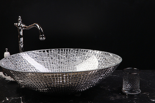 Armadi Art NeoArt Раковина чаша 51x34,5x15,5h см, без перелива, хрусталь, цвет: серебро глянцевое 815