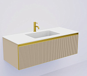 Armadi Art Quatro Тумба под раковину, подвесная 120х50х40h см, профиль matt gold, цвет: daphne 790-M1-120-RIB-D-MG-LED