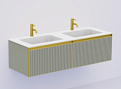 Armadi Art Quatro Тумба под раковину, подвесная 140х50х40h см, профиль matt gold, цвет: luna 790-M2-140(70+70)-R-L-M-L