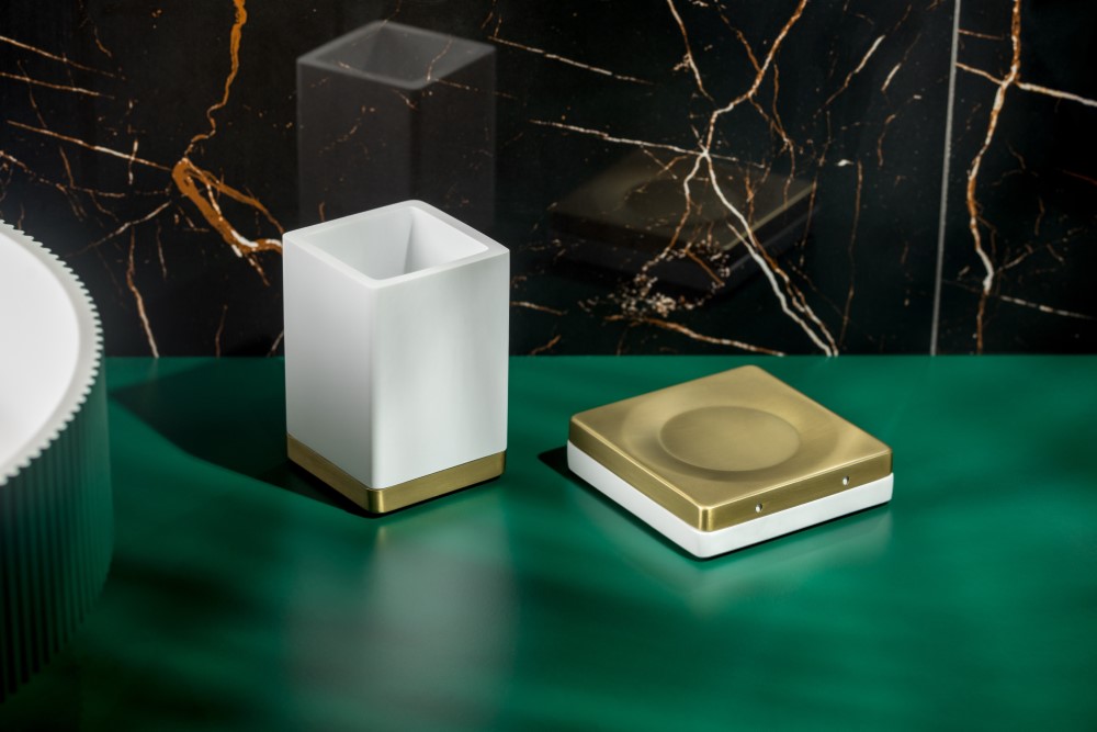 Boheme Qubic Стакан настольный, керамический, цвет: matt gold 10961-MG