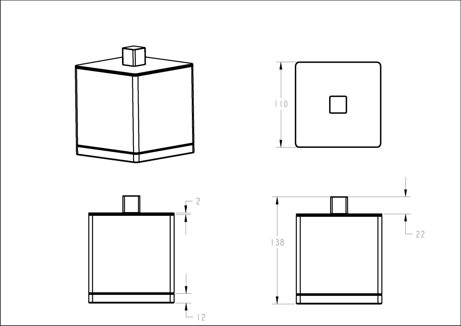 Boheme Qubic Диспенсер ватных дисков, настольный, цвет: gun metall 10964-GM