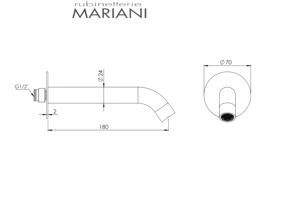 Mariani Next Излив настенный для ванны 18 см, цвет: хром B00130NXCL