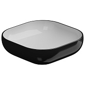 GSG Easy Раковина накладная d45x13,5h см, без донного клапана и перелива, цвет: white/black glossy EALAVQU45BI000/002