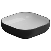 GSG Easy Раковина накладная d45x13,5h см, без донного клапана и перелива, цвет: white/black matt EALAVQU45BI000/003