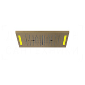 Gessi Colour Потолочный душ 35 см, встраиваемый, 3 вида струи, хромотерапия, цвет: antique brass 57876#713