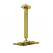 Gessi Rettangolo Верхний душ 14х21,6 см, потолоч. высота под заказ, 1 вид струи, цвет: gold brushed 20150#716