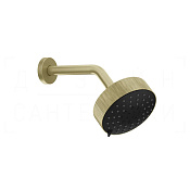 Gessi Ingranaggio Верхний душ d12,9 см, настенный кронштейн, 3 вида струи, цвет: brushed brass PVD 63556#727