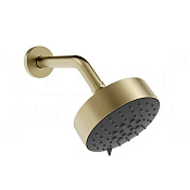 Gessi Origini Верхний душ d12,9 см, настенный кронштейн, 3 вида струи, цвет: brushed brass PVD 66158#727