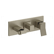 Gessi Rattangolo K Смеситель для душа встраив., на 2 потреб., внеш. час., цвет: finox brushed nickel 53141#149