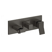 Gessi Rattangolo K Смеситель для душа встраив., на 2 потреб., внеш. часть, цвет: black metal brushed 53141#707