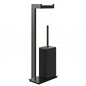 Gessi Inverso/Rettangolo Стойка напольная с держат. бумаги и ершиком, цвет: black metal brushed PVD 20934#707