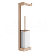 Gessi Inverso/Rettangolo Стойка подвесная с держателем туалетной бумаги и ершиком, цвет: copper PVD 20867#030