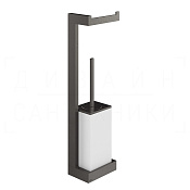 Gessi Inverso/Rettangolo Стойка подвесная с держат. бумаги и ершиком, цвет: black metal brushed PVD 20867#707