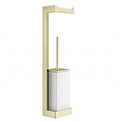 Gessi Inverso/Rettangolo Стойка подвесная с держателем туалетной бумаги и ершиком, цвет: brass PVD 20867#710