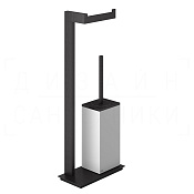 Gessi Inverso/Rettangolo Стойка напольная с держателем туалетной бумаги и ершиком, цвет: aged bronze 20933#187