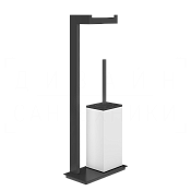Gessi Inverso/Rettangolo Стойка напольная с держателем туалетной бумаги и ершиком, цвет: matte black 20933#299