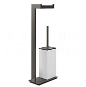 Gessi Inverso/Rettangolo Стойка напольная с держат. бумаги и ершиком, цвет: black metal brushed PVD 20933#707