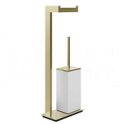 Gessi Inverso/Rettangolo Стойка напольная с держателем бумаги и ершиком, цвет: brushed brass PVD 20933#727