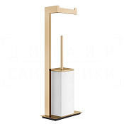 Gessi Inverso/Rettangolo Стойка напольная с держателем бумаги и ершиком, цвет: warm bronze PVD 20933#735