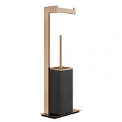 Gessi Inverso/Rettangolo Стойка напольная с держателем туалетной бумаги и ершиком, цвет: copper PVD 20934#030