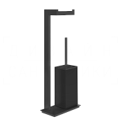 Gessi Inverso/Rettangolo Стойка напольная с держателем туалетной бумаги и ершиком, цвет: matte black 20934#299