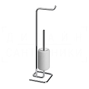 Gessi Goccia Стойка напольная с держателем туалетной бумаги и ершиком, цвет: matte white 38067#279