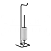 Gessi Goccia Стойка напольная с держателем туалетной бумаги и ершиком, цвет: matte black 38067#299