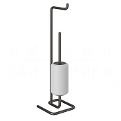 Gessi Goccia Стойка напольная с держателем туалетной бумаги и ершиком, цвет: black metal brushed PVD 38067#707