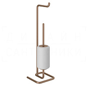 Gessi Goccia Стойка напольная с держателем туалетной бумаги и ершиком, цвет: copper brushed PVD 38067#708
